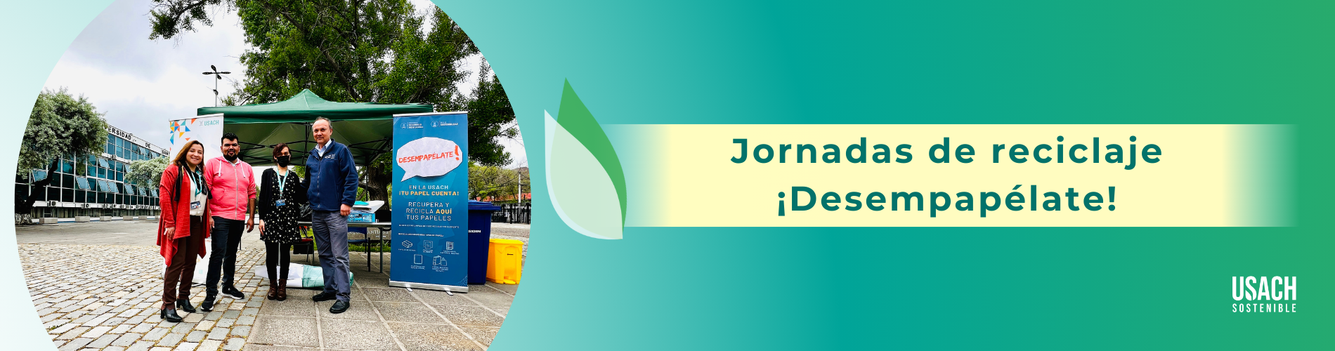 Fotografía funcionarios(as) participando en jornada de recuperación de papel Desempapélate USACH