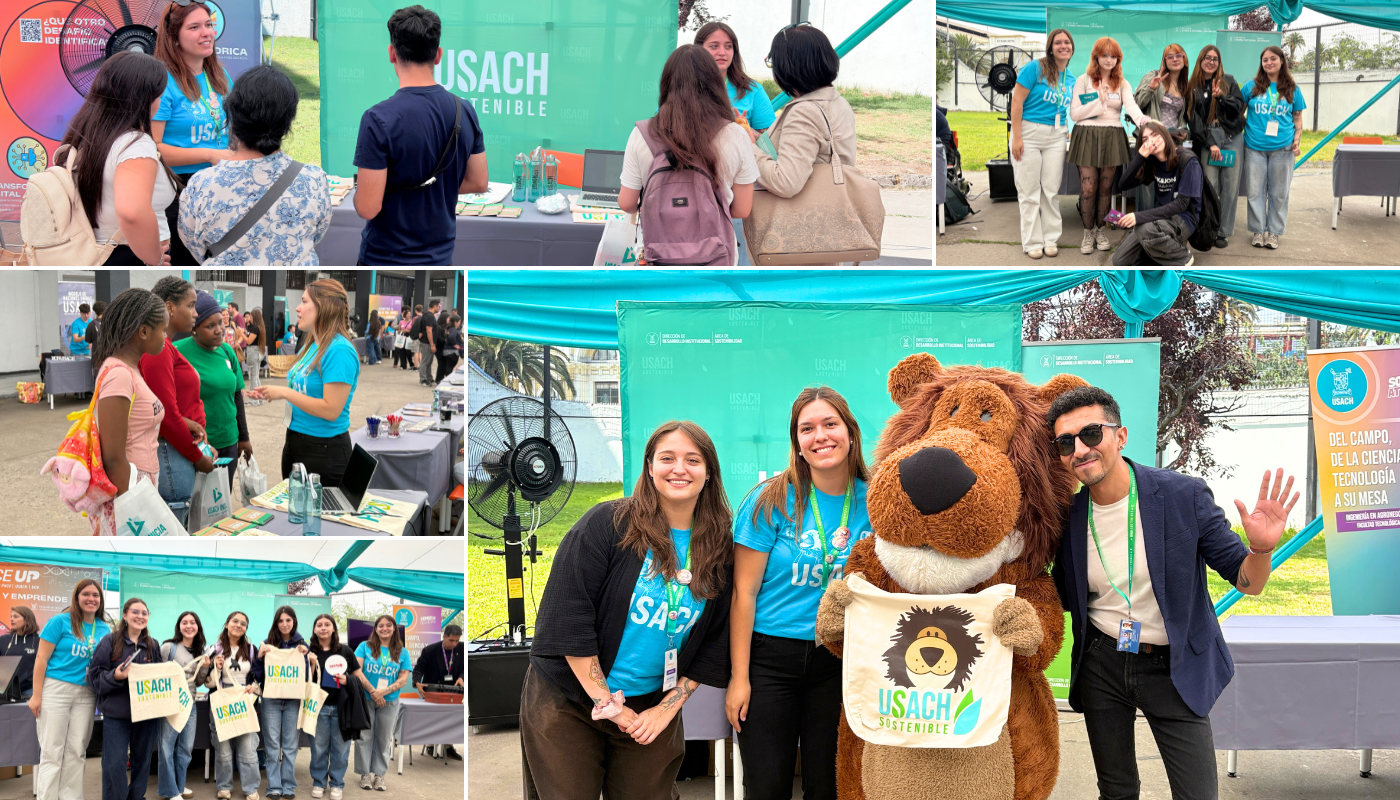 Registros fotográficos de la participación de la Unidad de Sostenibilidad en la Feria del Postulante USACH 2026