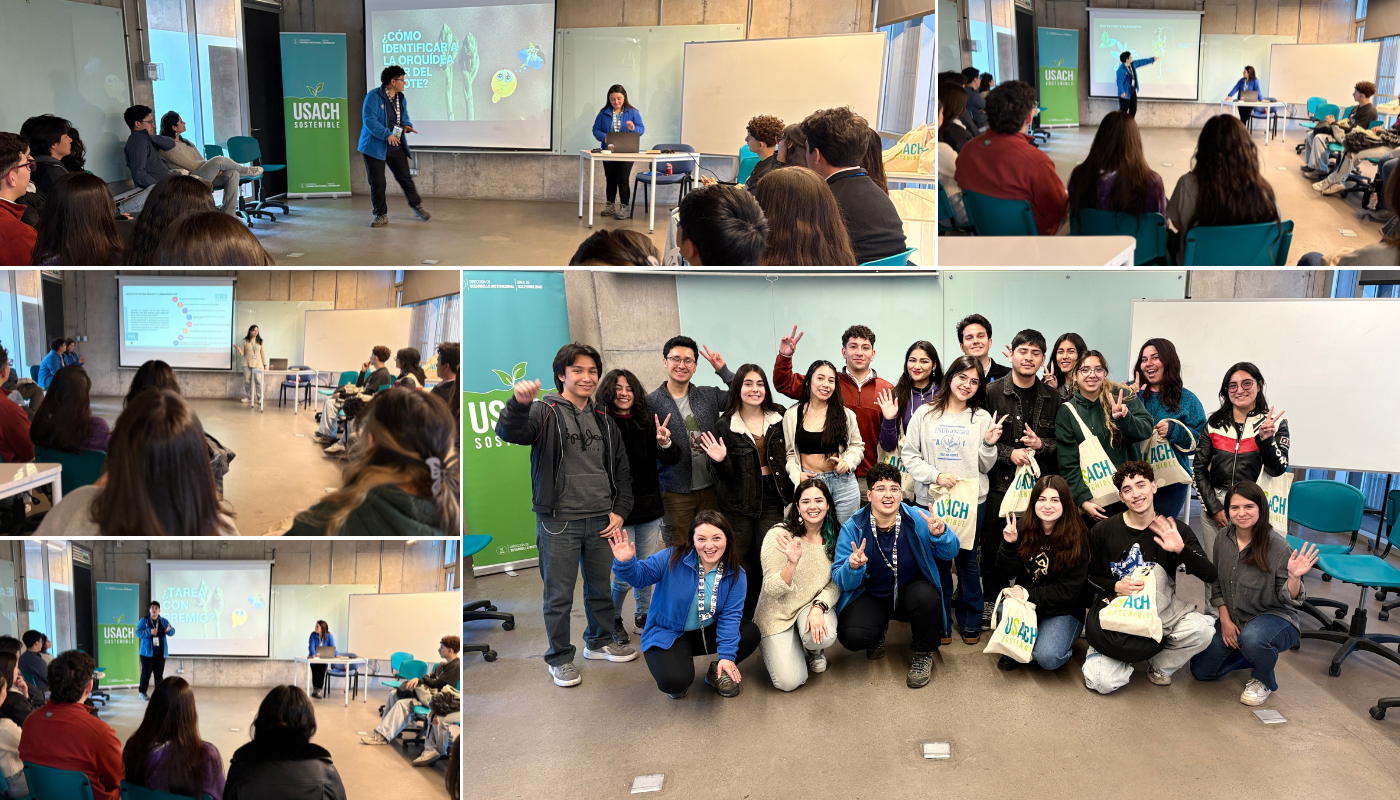 Registros fotográficos de lo que fue la jornada de capacitación para el voluntariado Usach Sostenible 2025. 