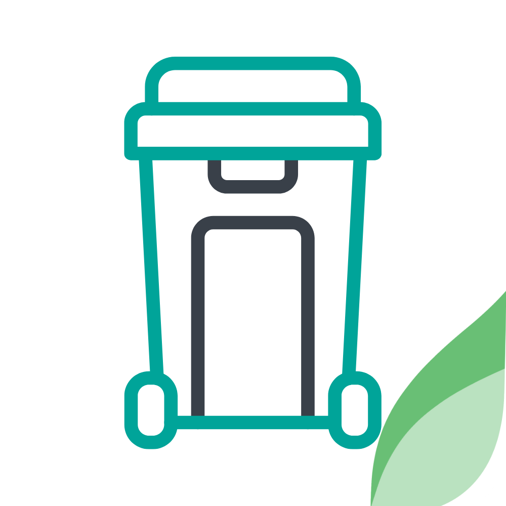 imagen de contenedor de basura que fomenta la importancia de la reutilización, recuperación y reciclaje de los residuos generados a nivel institucional. 