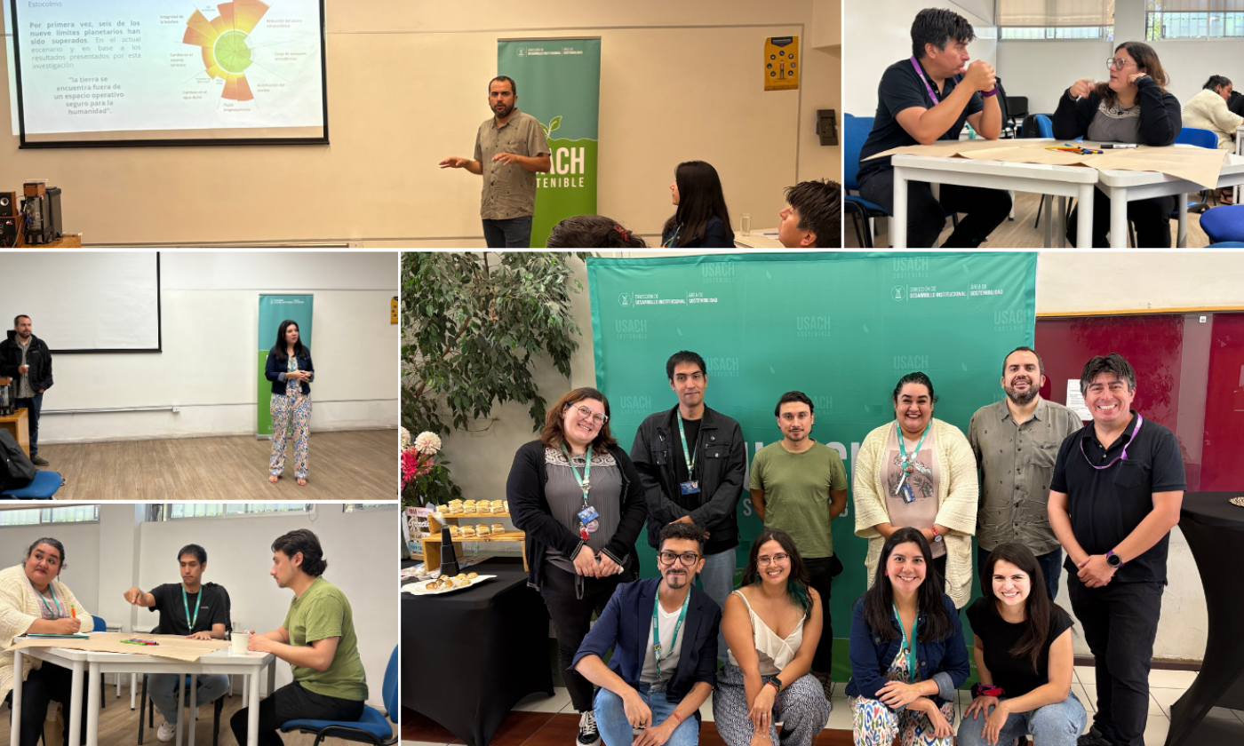 Funcionarios y funcionarias de las Facultades adheridas al 2do Acuerdo de Producción Limpia participando de la jornada de capacitación "Desarrollo Sostenible y Gestión Universitaria", liderada por el Área de Sostenibilidad y que contó con la colaboración de la Consultora Realiza. 