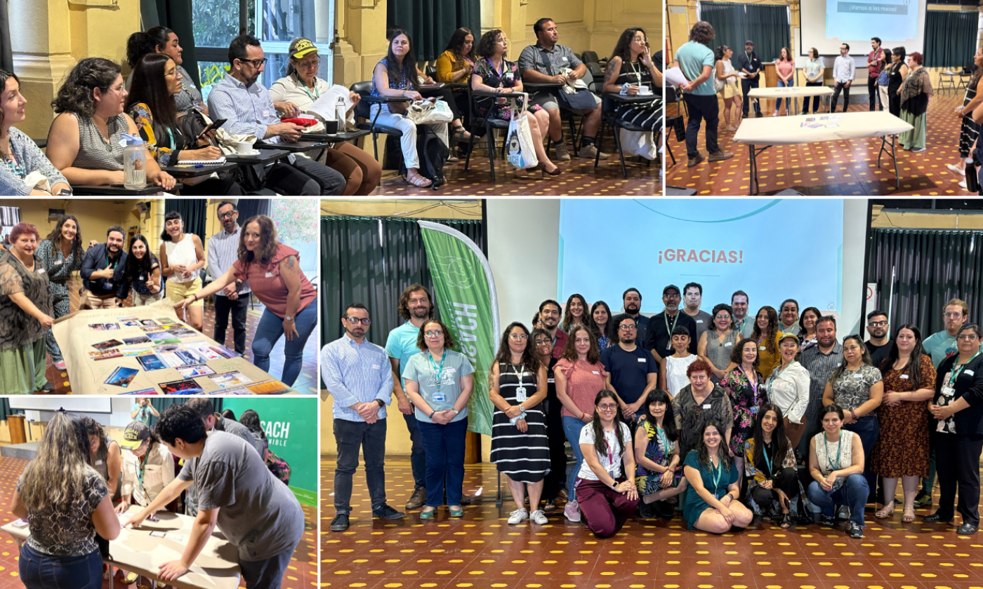 Registro de fotografías de lo que fue la jornada de evaluación de los cursos online en sostenibilidad, así como del desarrollo del Taller de El Mural del Clima. 