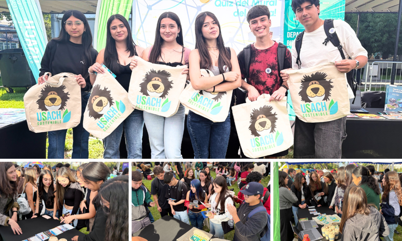 registros de la participación de la Unidad de Sostenibilidad en Feria FING 2026. Estudiantes de diversas carreras de la Facultad de Ingeniería pudieron conocer la labor de la Unidad y participar en el taller el Mural del Clima. 