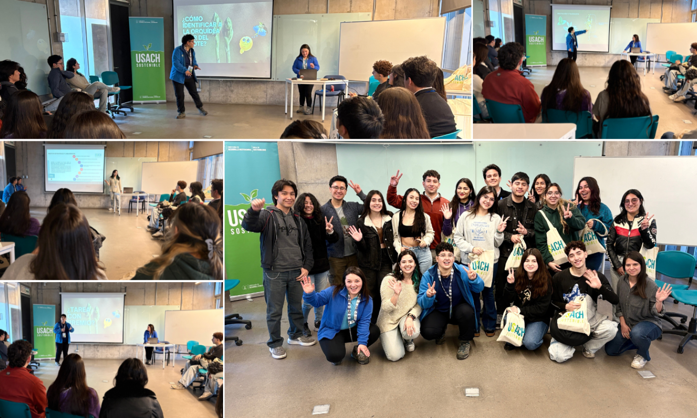 Registros fotográficos de lo que fue la jornada de capacitación para el voluntariado Usach Sostenible 2025. 