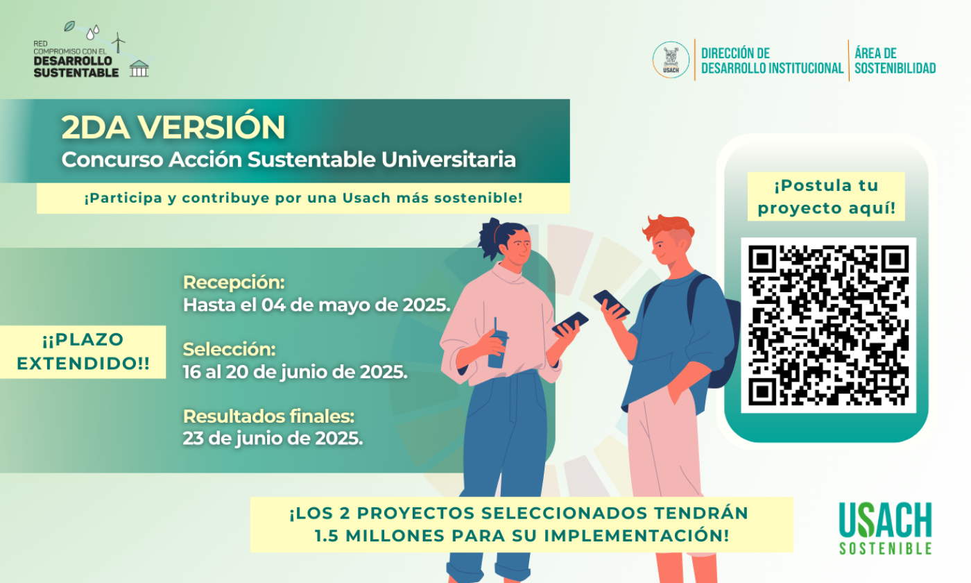 Afiche convocatoria Concurso "Acción Universitaria Sustentable" Versión 2025 de la Red Compromiso con el Desarrollo Sustentable del CUECH. 